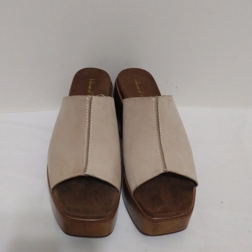 House of Harlow 1960 Leather Platform Block Heel Sandals Lightweight Summer 7.5